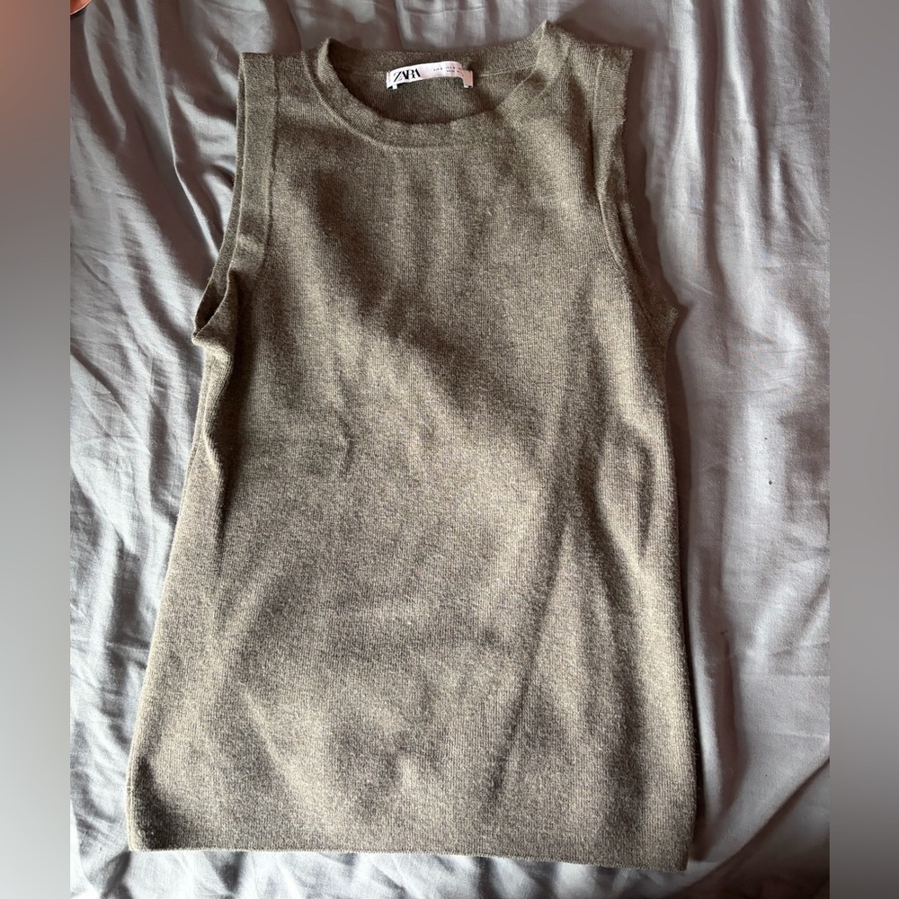 ZARA Knit Sweater Top in Grey Taupe